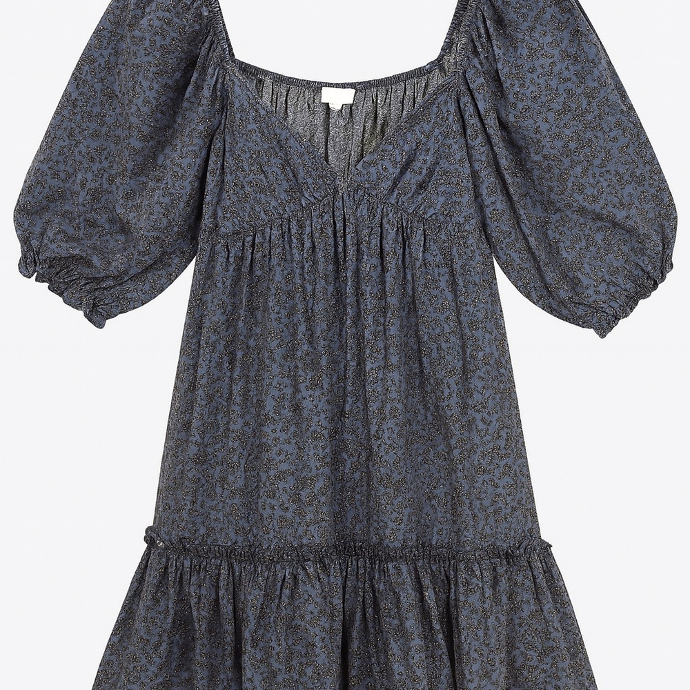 Vintage-Inspired Puff Sleeve Floral Mini Dress NWOT – Size Large